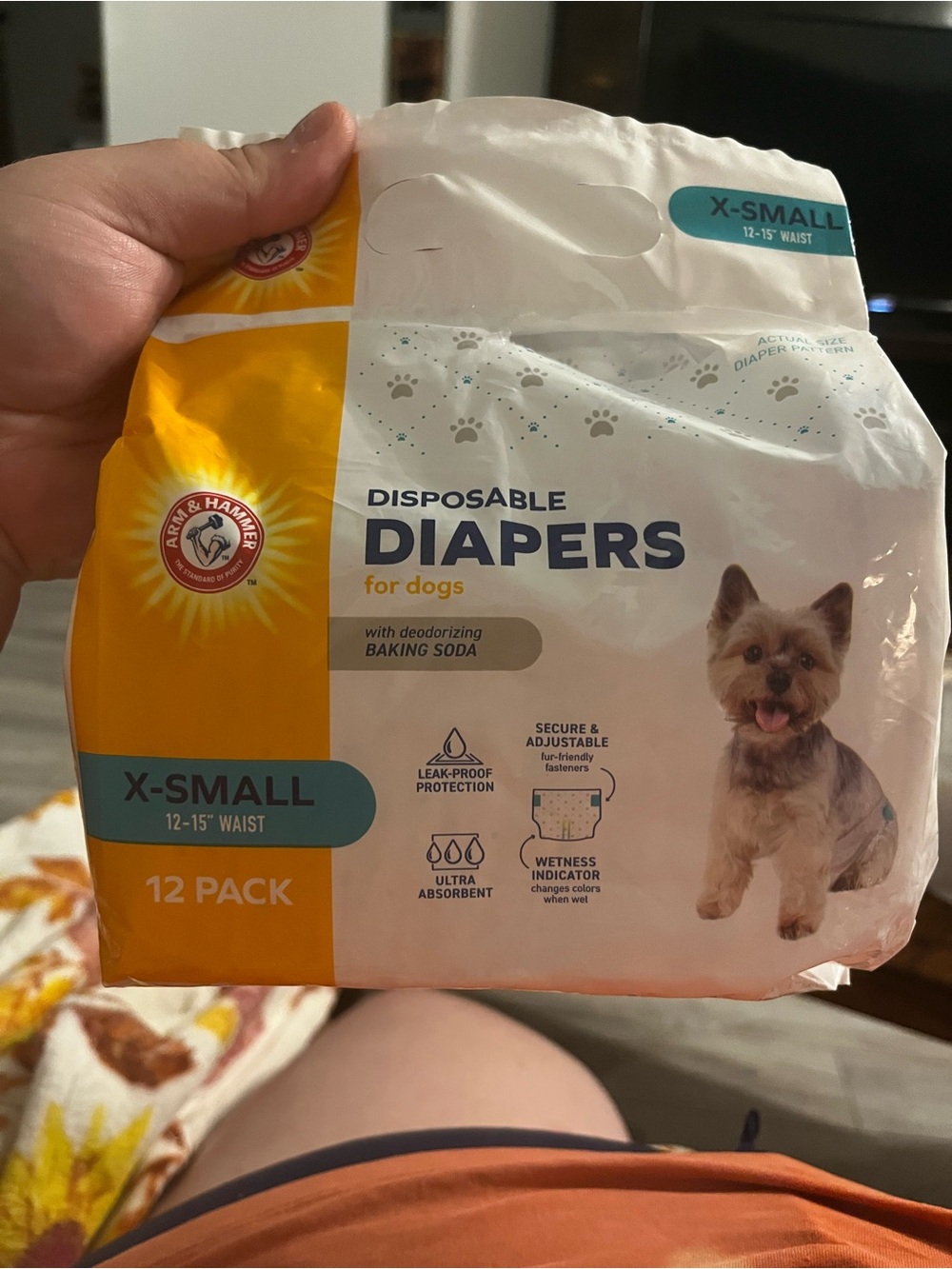 X-Small Yellow & White Disposable Dog Diapers - 12 Pack